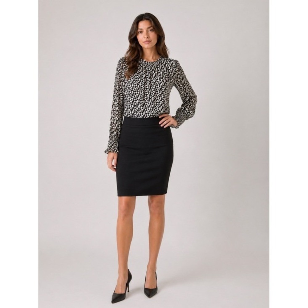 Rachel & Zoe Black & White Heart Print Blouse Size Large